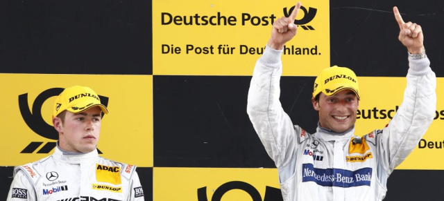 DTM Dreifachsieg für Mercedes-Benz: AMG Pilot Bruno Spengler kommt am Lausitzring vor Resta und Green als Erster ins Ziel