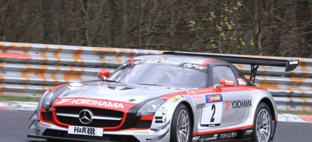 Erfolgreicher VLN Auftakt für SLS AMG GT3 : Beim ersten VLN Rennen der Saison eroberte die Rennversion des Flügeltürers einen Podiumsplatz 