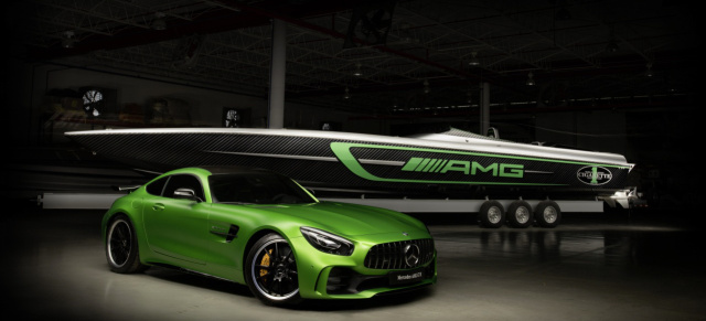 Neues Speedboot im Mercedes-AMG GT R  Style: Mit AMG die Welle machen: Cigarette Racing präsentiert neues AMG GT R inspiriertes Speedboot „2017 50’ Marauder AMG“