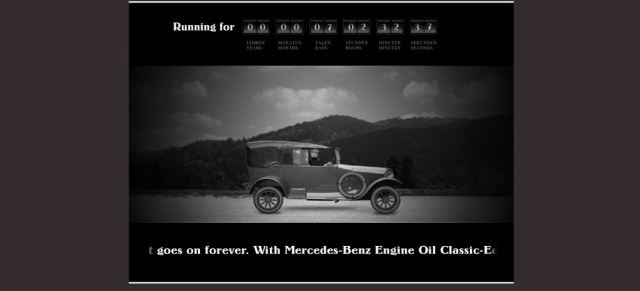 Der längste Film der Welt: Mercedes zeigt im Internet einen nie endenden Werbespot für Mercedes-Benz Motorenöl Classic-Edition 