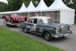 Choreografie, im Fahrerlager bei Morgennebel: Mit "Tauscher"flossen auf Landgang bei der Carrera Panamericana