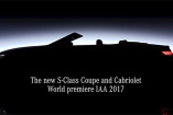 IAA 2017: Mercedes-Benz Premieren: Teaser-Video: Mercedes-Benz S-Klasse Cabriolet und Coupé MoPf zeigen sich 