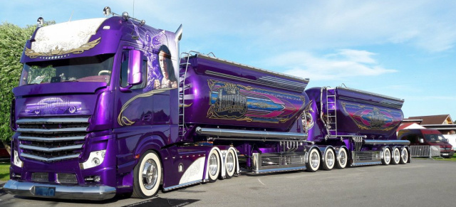 Mercedes Actros Showtruck mit der Extra-Portion Bling: Ein Lkw wie von Finnen: Der violette „Lowrider“ ist ein Truck-Highlight 