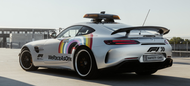 Zeichen für Solidarität, Sicherheit, Vielfalt und Gendergerechtigkeit: Mercedes-AMG GT R Official FIA F1 Safety Car jetzt im Regenbogen-Design