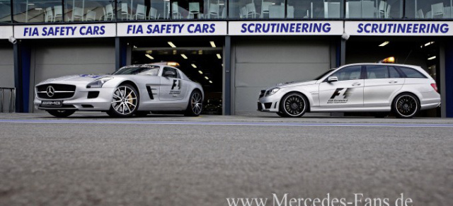 Formel 1? Aber sicher - mit Mercedes AMG: Mit SLS AMG GT und C 63 AMG T-Modell sorgt Mercedes-Benz in der Formel 1 für die Sicherheit auf der Strecke