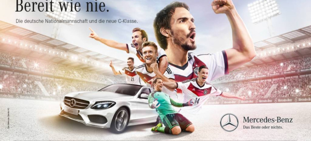 Bereit wie nie: Mercedes C-Klasse und neuer WM-Spot:  Hauptdarsteller: Die Fußballnationalmannschaft und die neue C-Klasse 