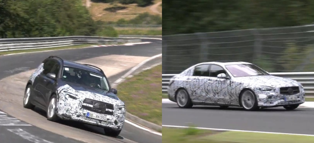 Mercedes Erlkönig auf dem Nürburgring gefilmt: Zwei Spy-Shot-Videos: C-Klasse W206 und EQB bei Tests auf der Nordschleife